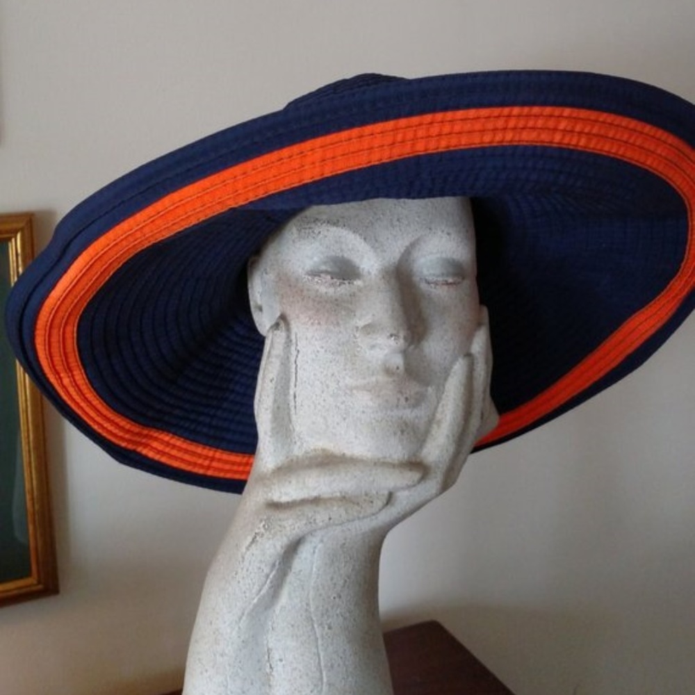 Lauren Ralph Lauren Navy and Orange Sun Hat